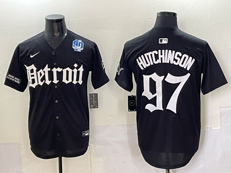 Men 2025 Detroit Lions 97 Hutchinson Black NFL jersey 008